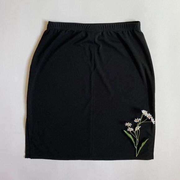 Vintage 90s black dragonfly midi skirt - Picture 2 of 6